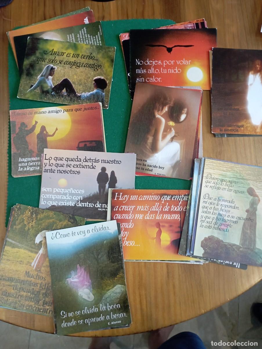 Postales: Lote 57 postales rom&aacute;nticas y otras con frases famosas