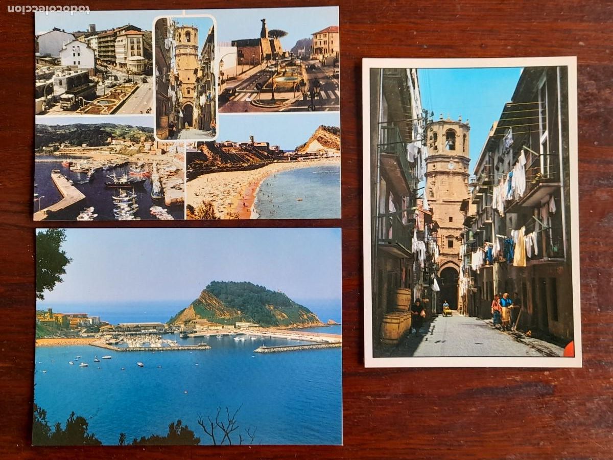 Postais: Una postal vintage, de Getaria Iglesia de san salvador y calle mayor, tres tarjetas a elegir