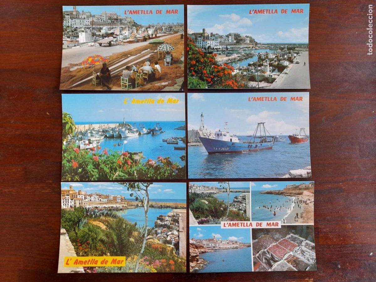Postales: Una postal vintage puerto pesquero l&acute;Ametlla de mar, comarca de Baix Ebre, seis tarjetas a elegir