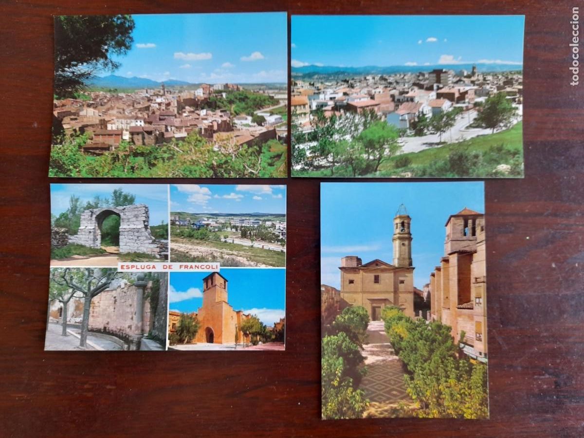 Postcards: Una postal vintage, vista genral de L&acute;espluga de Francoli a&ntilde;os 70&acute;s, cuatro tarjetas a elegir