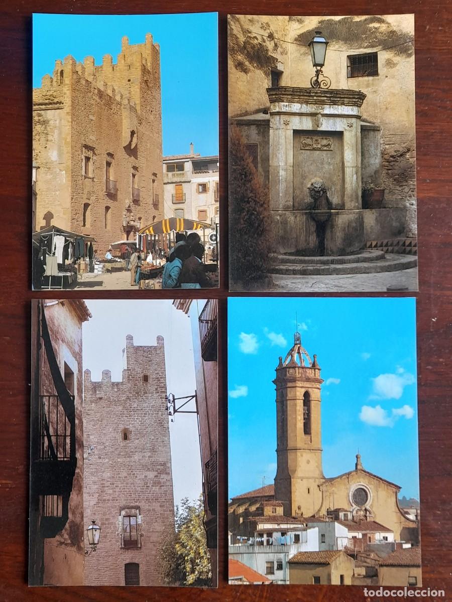Postais: Una postal vintage, La Bisbal d&acute;Emporda, mercadillo semanal bajo Castillo palacio 4 tarjetas a elegi