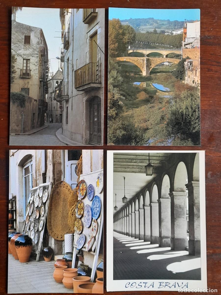 Postais: Una postal vintage, La Bisbal d&acute;Emporda, mercadillo semanal bajo Castillo palacio 4 tarjetas a elegi