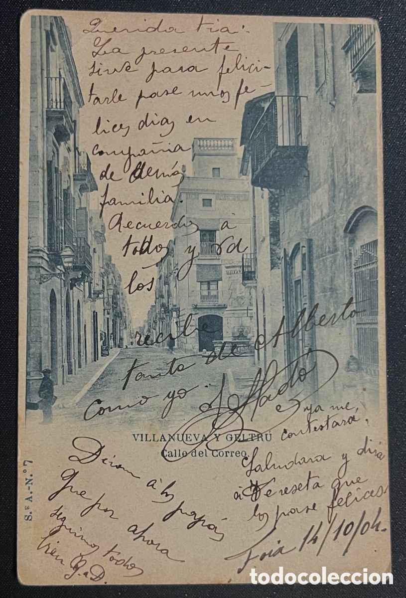 Postcards: POSTAL: VILLANUEVA Y GELTR&Uacute; - CALLE DEL CORREO - CIRCULADA EN 1904