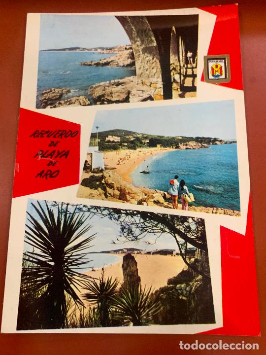 Postales: RECUERDO DE PLAYA DE ARO, ESCUDO DE ORO. Antigua postal sin circular.