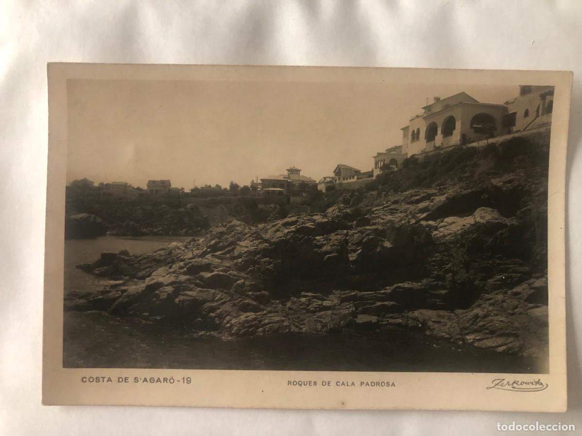 Postales: COSTA DE S' AGARO. Roques de Cala Padrosa. Zerkowitz n&ordm; 19. CIRCULADA 1935.