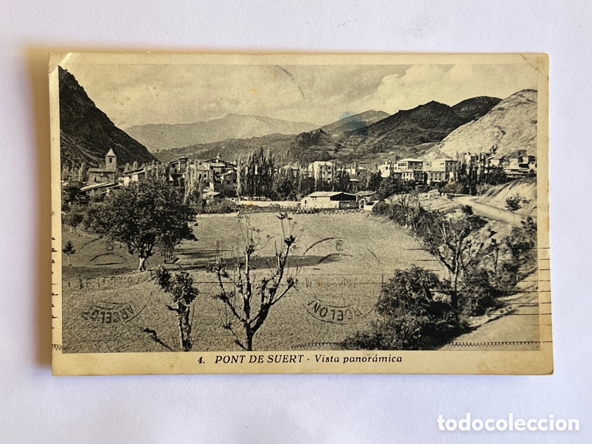 Postales: PONT DE SUERT (Lerida) Postal No.4, Vista panor&aacute;mica. Huecograbado Rieusset (a.1952) c&iacute;rculada
