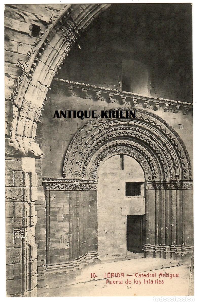 Postales: LERIDA N&ordm; 16 CATEDRAL ANTIGUA , PUERTA DE LOS INFANTES / COLECCION URRIZA / SIN CIRCULAR