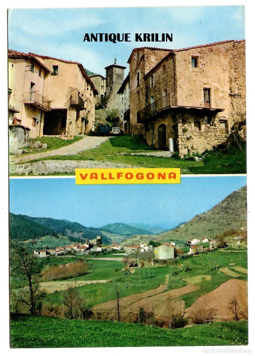 Postales: VALLFOGONA / RIPOLLES / VISTA GENERAL I PLA&Ccedil;A CAMPANA DEL CASTELL / FRANQUEADA