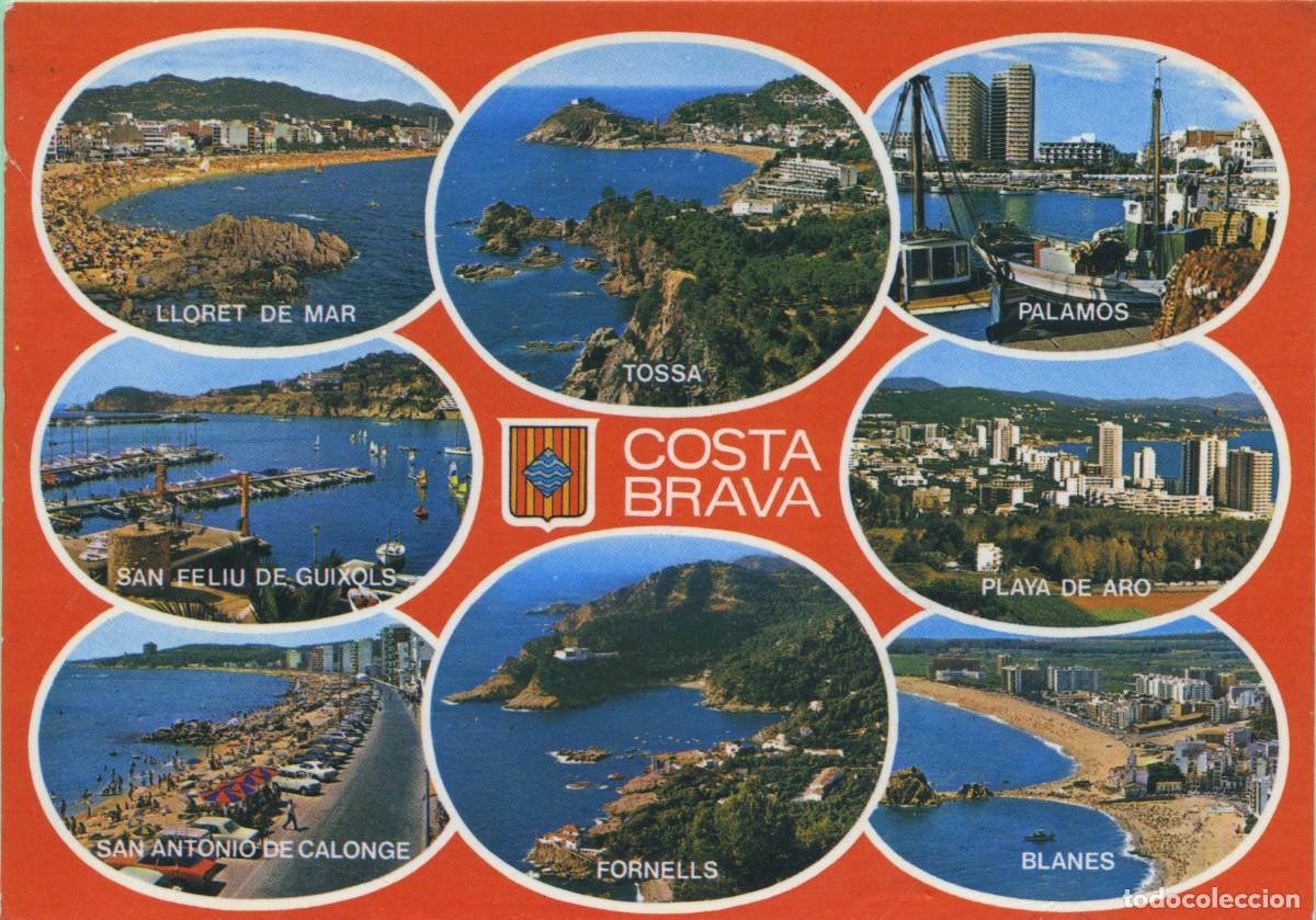 Postales: N&ordm; GE 4046 m-COSTA BRAVA. Diversas poblaciones. Circulada en 1985. ED. POSTALES INTERNACIONAL COLOR