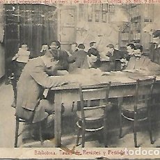 Postales: BARCELONA - BIBLIOTECA. TAULES DE REVISTES Y PERIÓDICOS - ESCRITA 1907