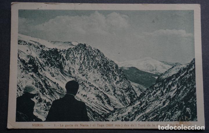 Postales: Nuria, la gorja de Nuria i el Taga, postal circulada del a&ntilde;o 1929, edit. Centre Excurs. de Catalunya
