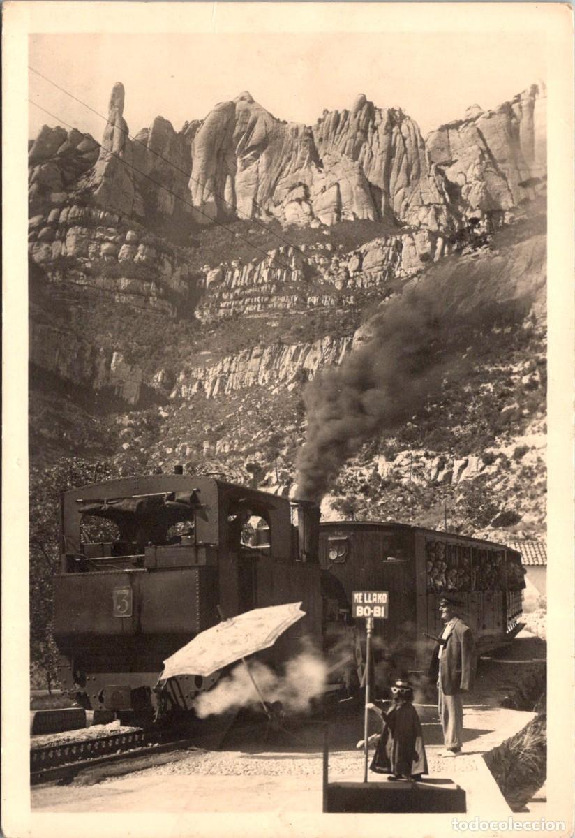 Postales: Montserrat - Paso a nivel del Cremallera y el perrito - Monasterio n&ordm; 3 - 149x101mm