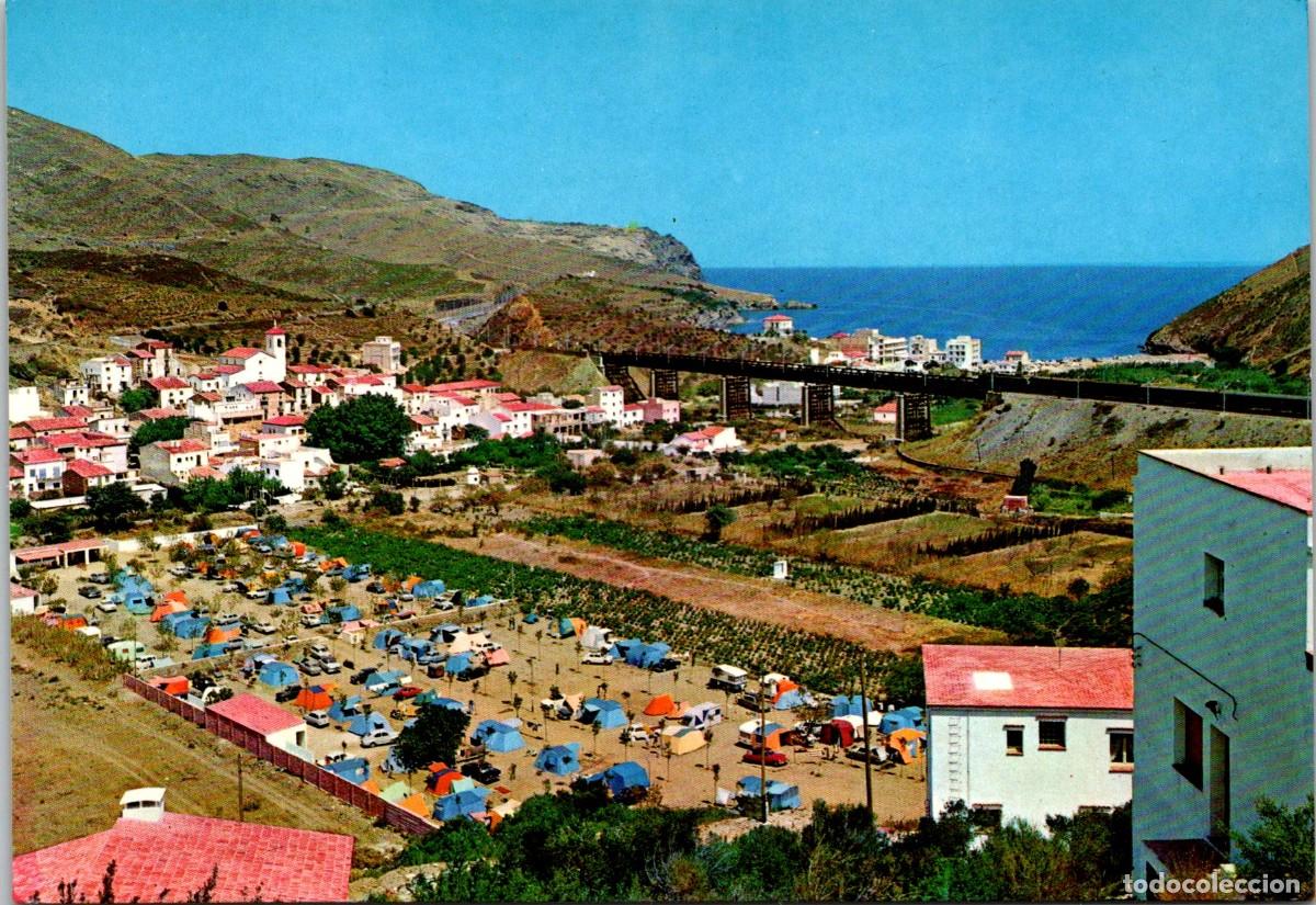 Postales: Costa Brava - Colera - Vista general y Camping - Meli 1180 - 152x105mm - Puente Ferrocarril + Tren