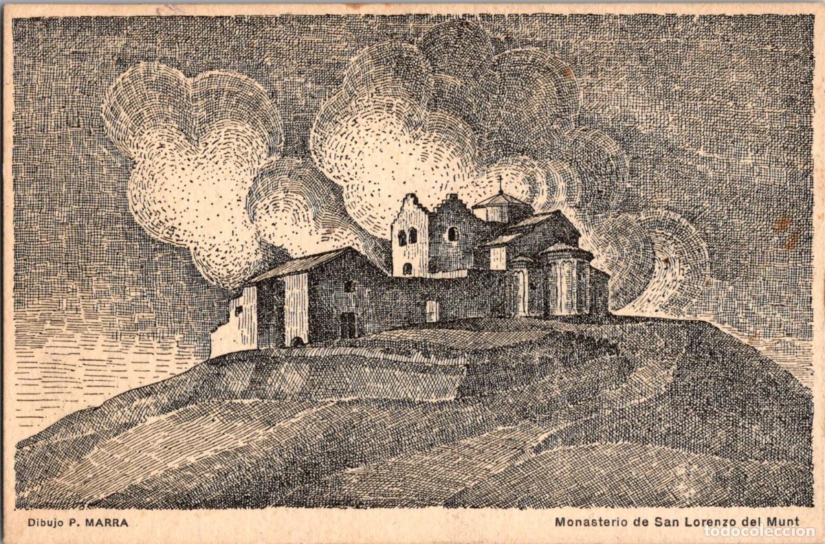 Postales: Monasterio de Sant Lorenzo del Munt - Dibujo P. Barra - Ed. I.G.R.- 135x90mm - Sant Lloren&ccedil; del Munt