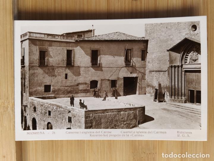 Postcards: MANRESA-CASERNA I ESGLESIA DEL CARME-EDICIONS R.G.A.-24-FOTOGRAFICA-POSTAL ANTIGUA-(106.722)