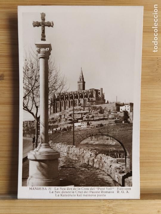 Postales: MANRESA-LA SEU DESDE EL PONT VELL-EDICIONS R.G.A.-FOTOGRAFICA-POSTAL ANTIGA-(106.727)