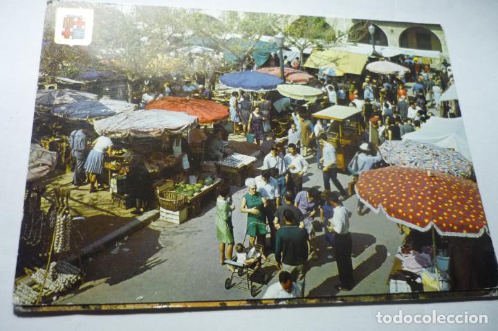 Postales: postal s.feliu de guixols-mercado escrita