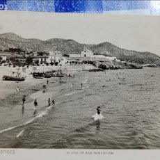 Cartoline: BARCELONA SITGES Nº 100, PLAYA DE SAN SEBASTIAN, FOTO. L. ROSIN, CURSADA 1945