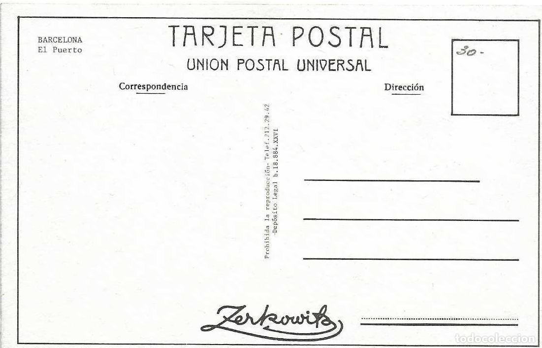 Postales: BARCELONA - EL PUERTO - ZERKOWITZ - SIN CIRCULAR - Foto 2