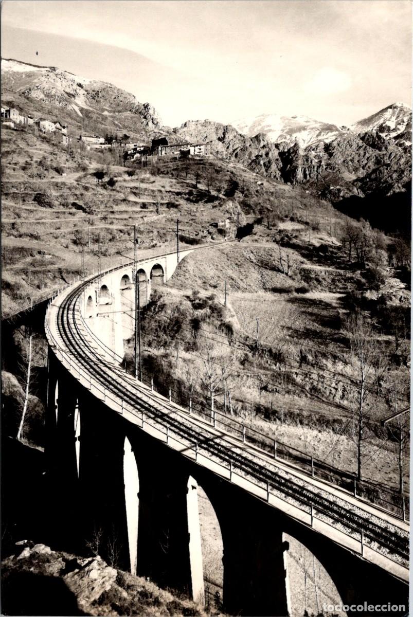 Postkarten: Ribas de Fresser - Viaducto del tren cremallera a Nuria (al fondo Caralps) - Sicilia n&ordm; 3 - 148x97mm