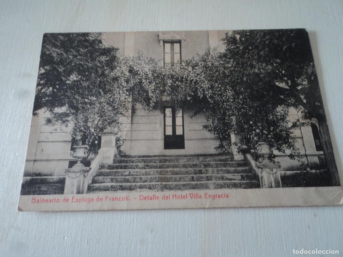 Cartes Postales: BALNEARIO DE ESPLUGA DE FRANCOLI, detalle del hotel VILLA ENGRACIA, ed. thomas
