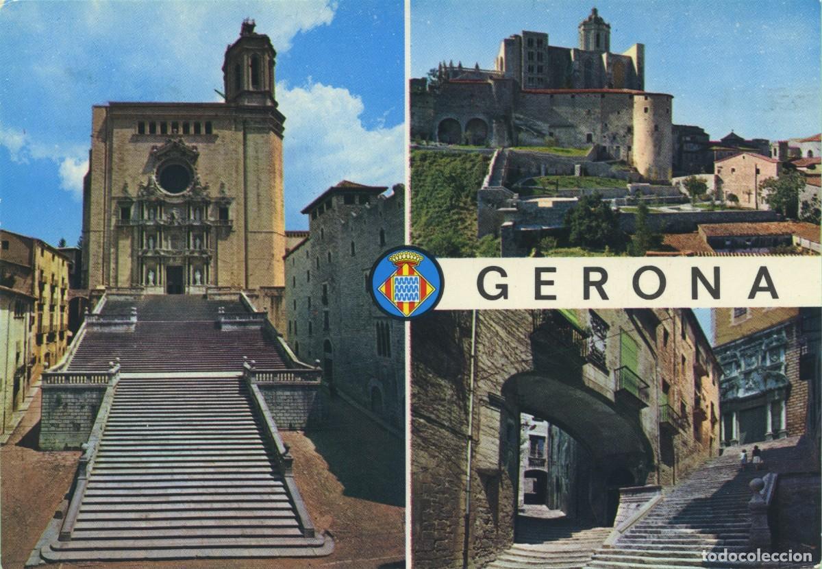 Postales: N&ordm; 37-GERONA. Lugares t&iacute;picos. Circulada en 1966. ED. GARC&Iacute;A GARRABELLA Y C&Iacute;A