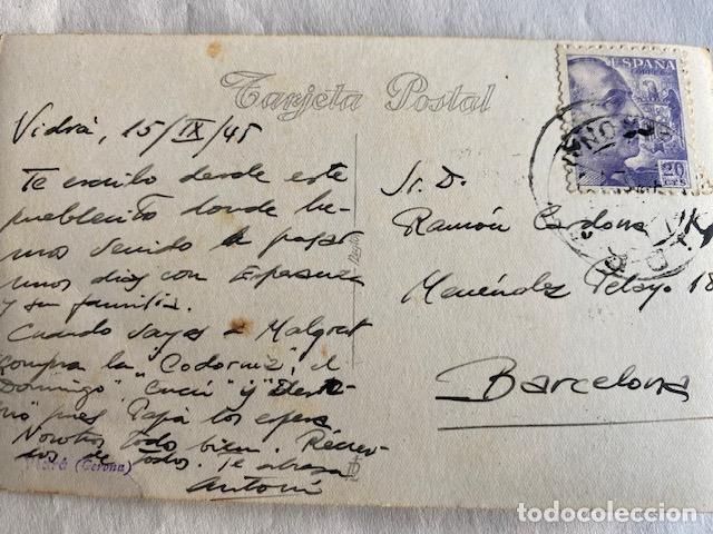 Postales: Vidr&aacute;. Girona. Circulada 1945. - Foto 2