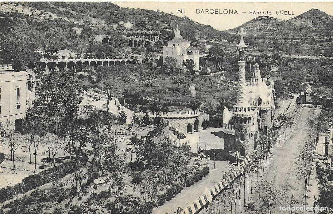 Postales: BARCELONA - 58. PARQUE G&Uuml;ELL - CIRCULADA 1910 - Foto 1
