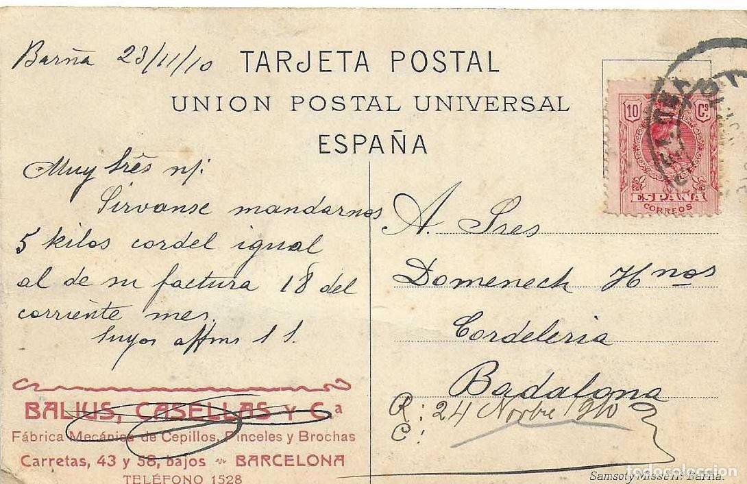 Postales: BARCELONA - 58. PARQUE G&Uuml;ELL - CIRCULADA 1910 - Foto 2