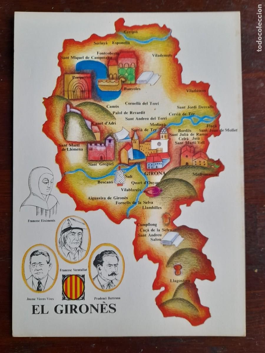 Postales: Una postal comarca La Garrotxa El Girones o la Selva 3 tarjetas a elegir congres de cultura catalana