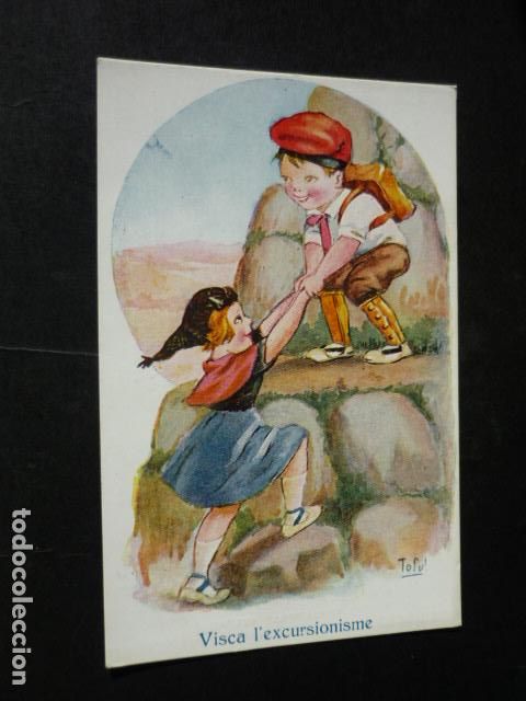 Postkarten: CATALU&Ntilde;A TIPOS CATALANES POSTAL COMICA ILUSTRADA VISCA L&acute;EXCURSIONISME TOFUL ILUSTRADOR
