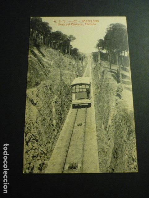 Postales: BARCELONA LINEA DEL FUNICULAR TIBIDABO - Foto 1