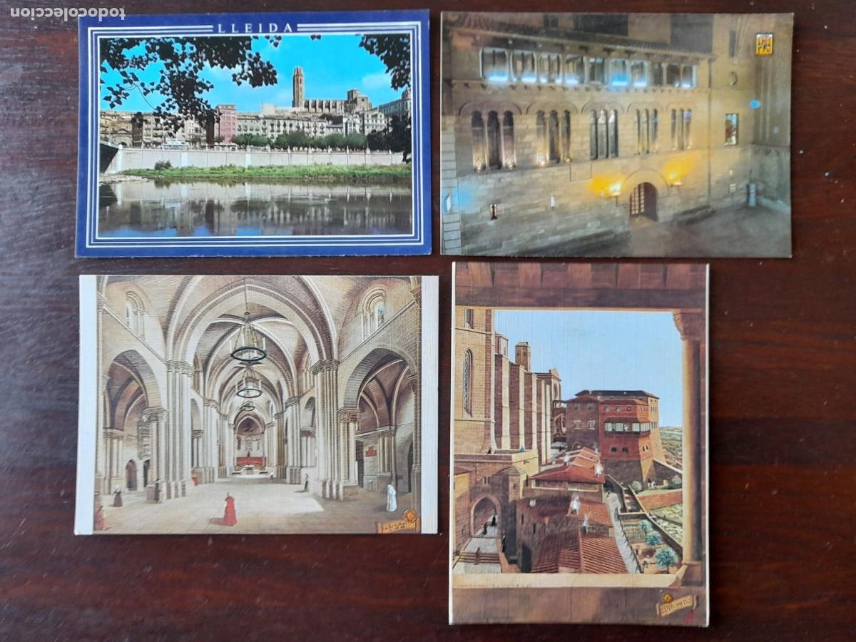 Postales: Una postal vintage La Seu Vella de Lleida, rio Segre o plaza Paeria ayuntamiento 4 tarjetas a elegir