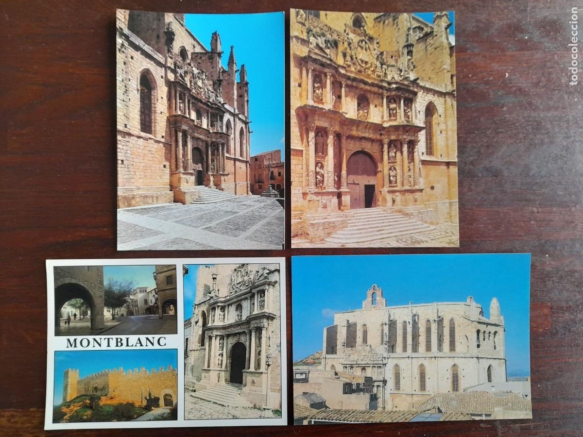 Postales: Una postal 80&acute;s fachada iglesia santa Maria Montblanc Conca de Barbera 4 tarjetas a elegir