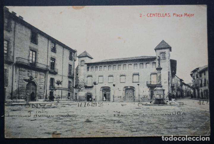 Postales: Centelles, Pla&ccedil;a Major, postal circulada del a&ntilde;o 1927 - Foto 1
