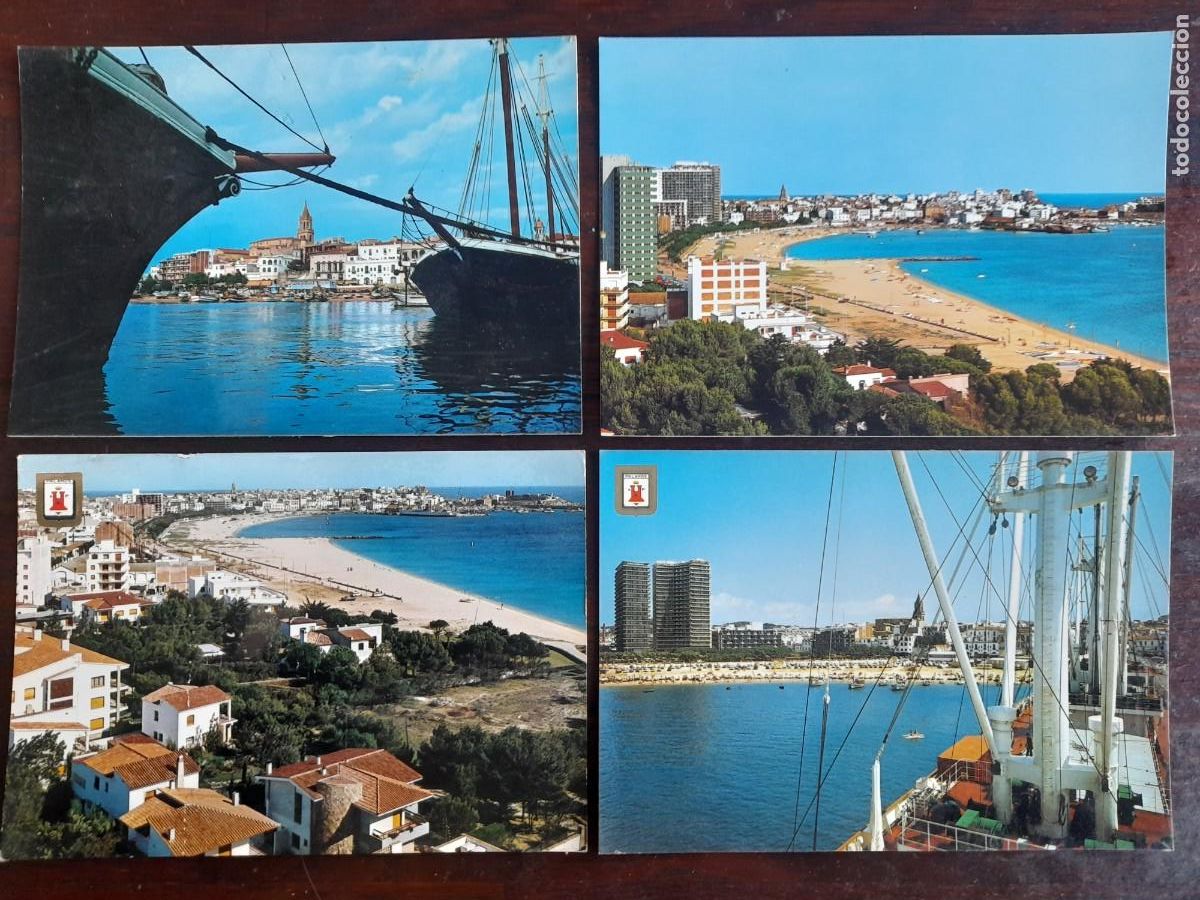 Postales: Una postal 60-70&acute;s iglesia Santa Maria del Mar Palamos aun sin boom urb. 4 tarjetas a elegir