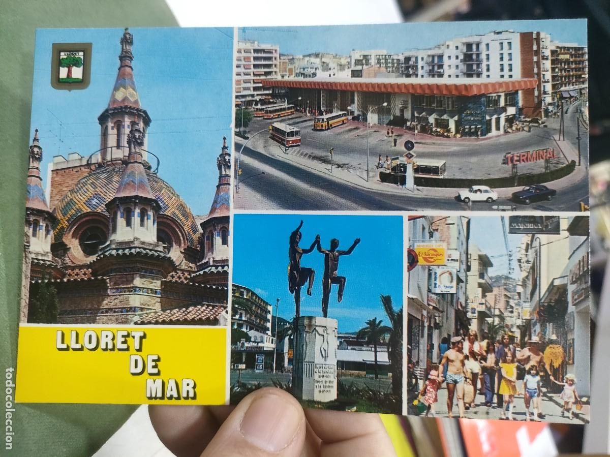 Postales: Postal LLOR&Eacute; DE MAR Costa Brava DIFERENTES ASPECTOS N 61 ESCUDO DE ORO SC