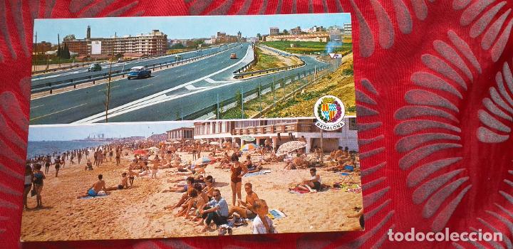 Postais: BARCELONA-RVIII-150X105mm.-POSTAL NO ESCRITA-BADALONA-AUTOPISTA Y PLAYA