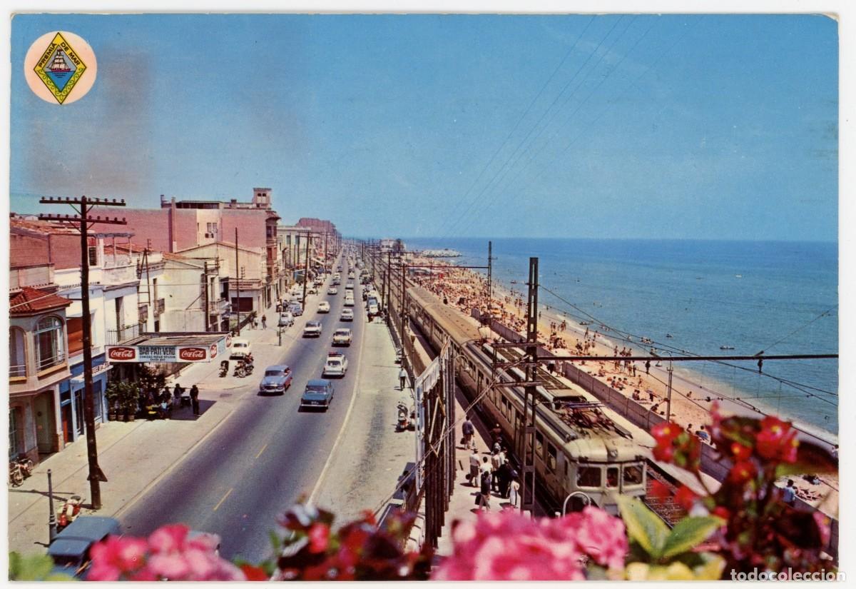 Postales: m09760 premia de mar vista parcial 1966 terradas n&ordm;2 circulada tren coches bar pati verd coca cola