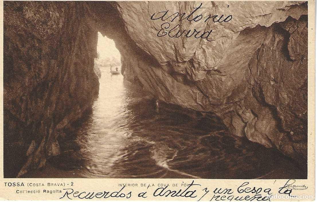 Postales: TOSSA DE MAR - 2. INTERIOR DE LA COVA DE POL - ZERKOWITZ - CIRCULADA 1940 - Foto 1