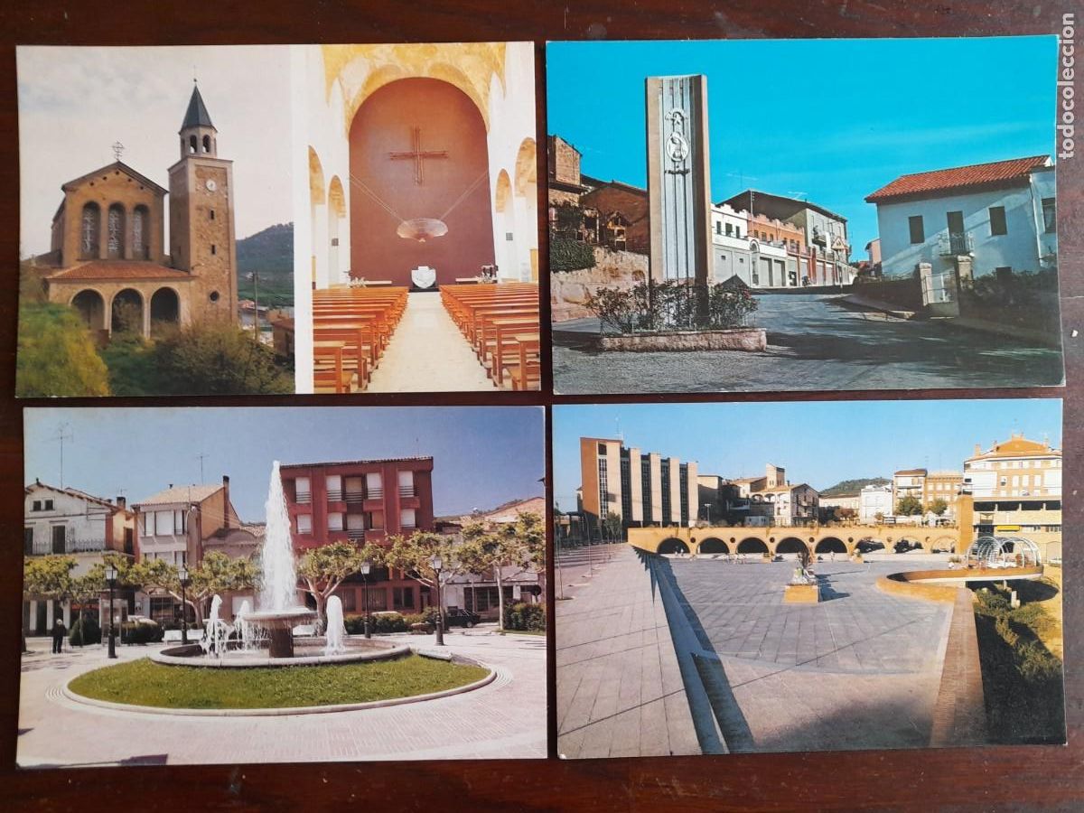 Postkarten: Una postal vintage de Iglesia de Sant Marti en Puig Reig, Puigreig en el Bergada 4 tarjetas a elegir