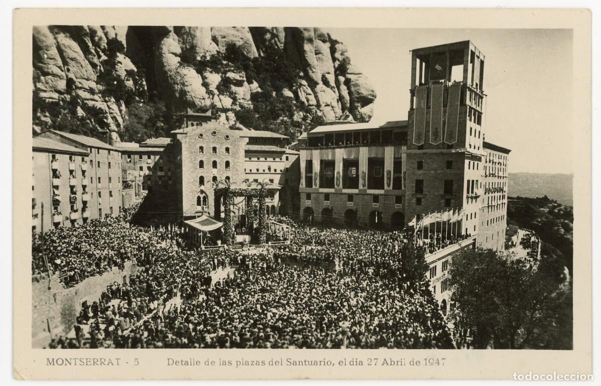 Postcards: a09219 montserrat detalle de las plazas del santuario el dia 27 Abril 1947 fotografica escrita