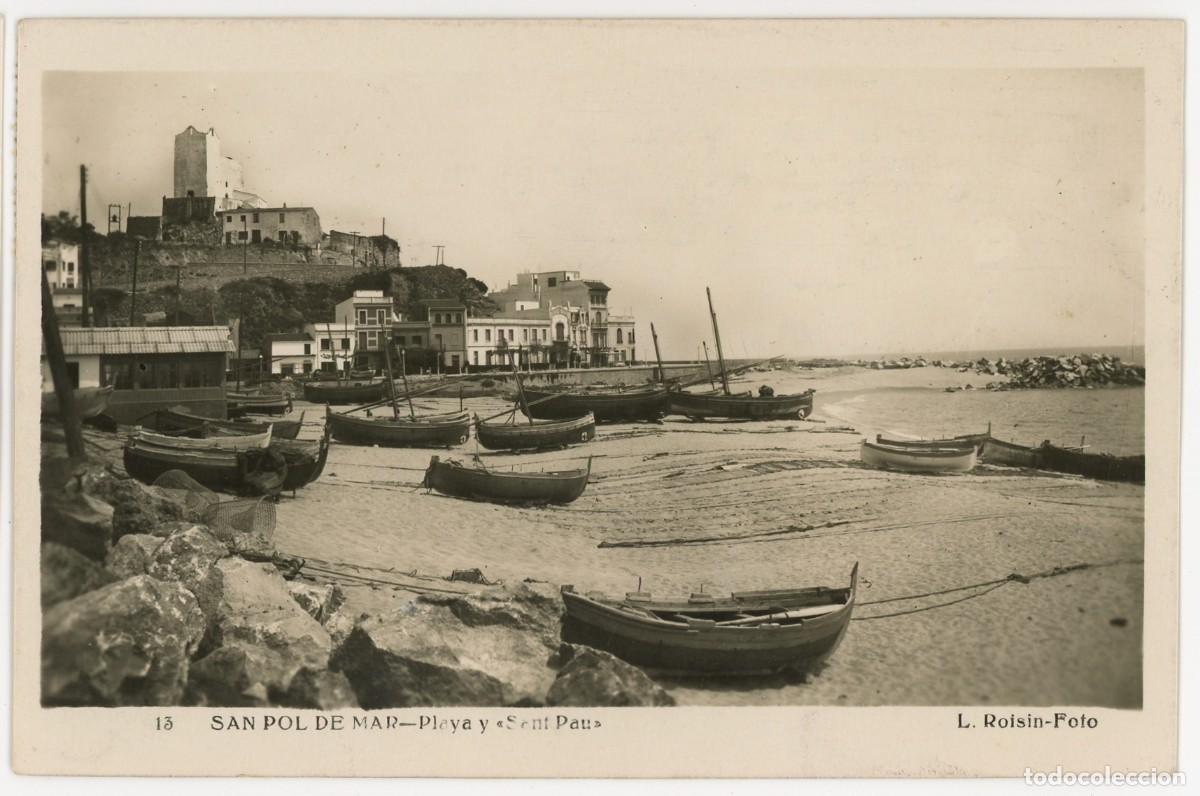 Postales: a09229 sant pol de mar playa y sant pau roisin n&ordm;13 fotografica circulada