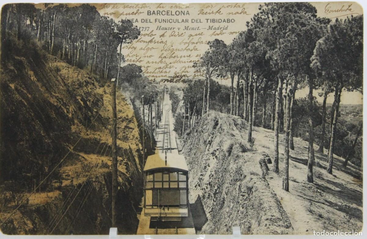 Postales: Barcelona Línea del funicular del Tibidabo. Circulada en 1906. Hauser y Menet 1737