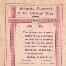Postales: BARCELONA. ACADEMIA CALASANZ DE ESCUELAS PÍAS. 1902