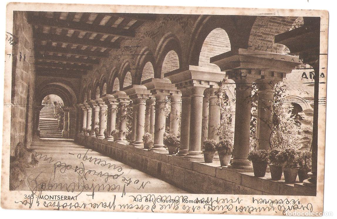 Postales: Montserrat. 365. Ala del claustro romanico.. Huecograbado Reusset. Escrita Vell i Bell