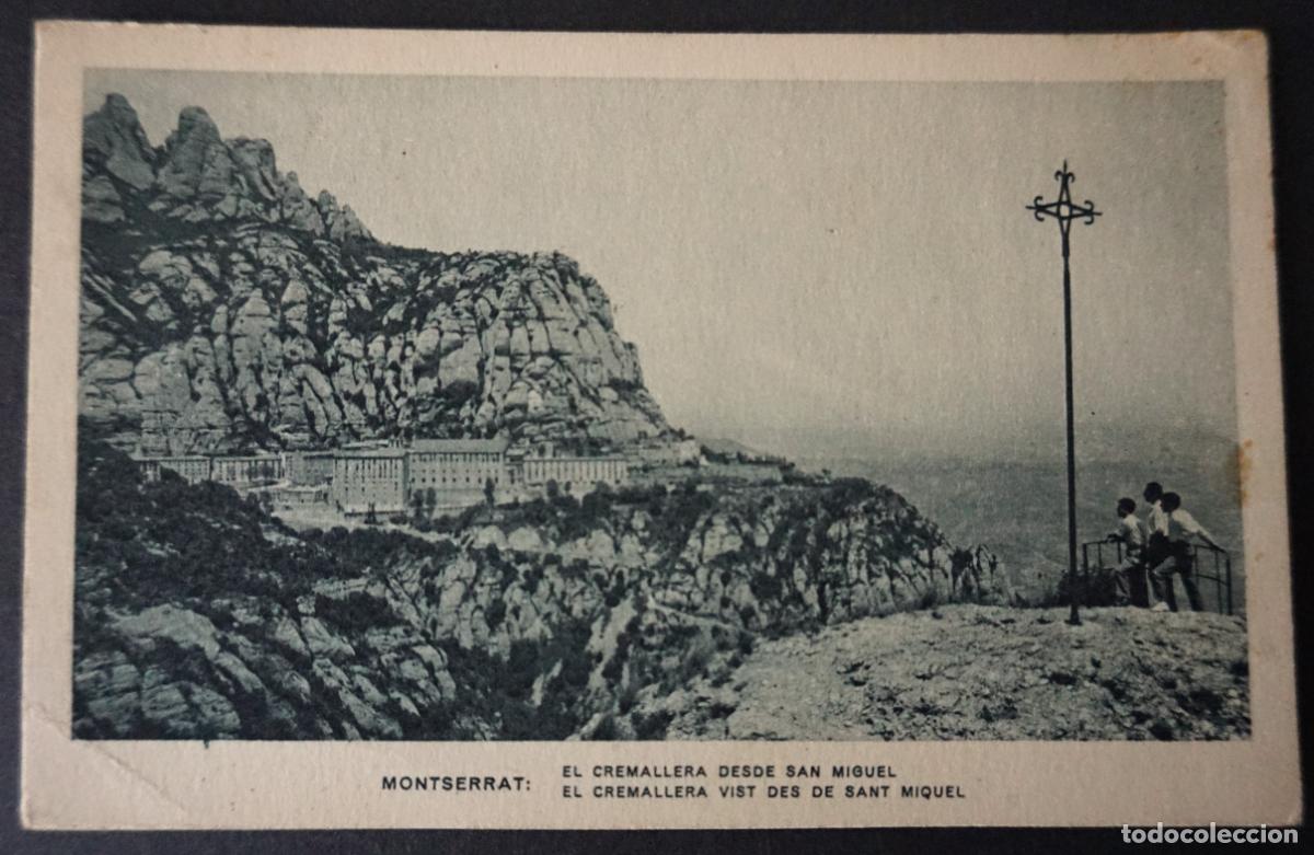 Postales: Montserrat, El cremallera desde Sant Miguel, postal circulada con sello del a&ntilde;o 1942