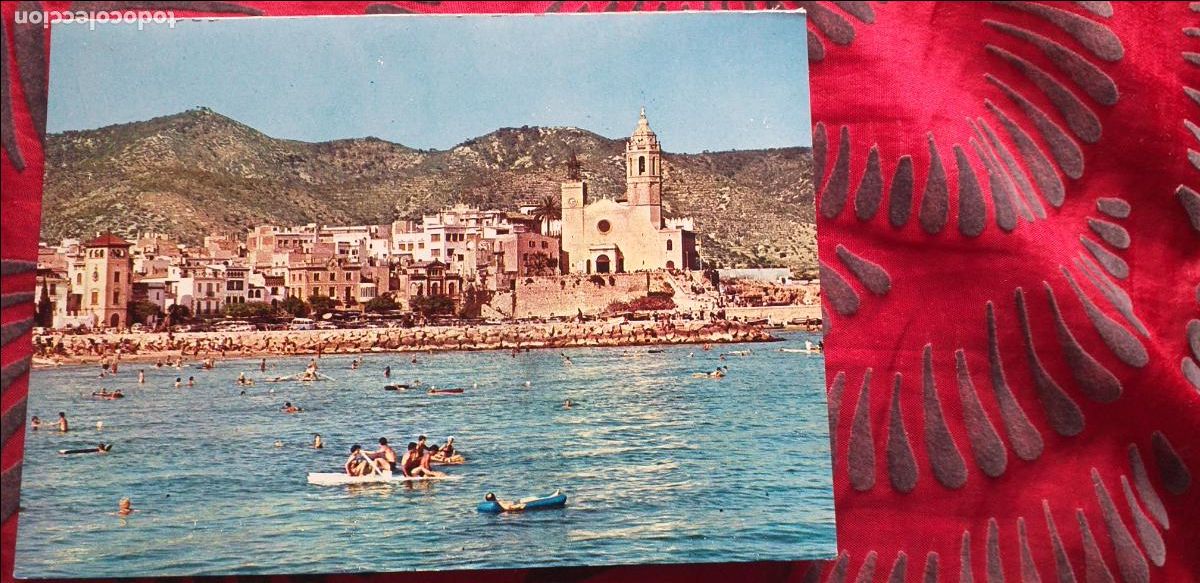Postales: BARCELONA-RVD-150X105mm.-NO ESCRITA-SITGES-N&ordm;2017-LA PUNTA EN MEDIO DE MAR Y MONTA&Ntilde;A