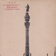 Postales: BARCELONA, MONUMENTO A CRISTOBAL COLÓN. ED. ROVIRA S. A. Nº 19. SIN CIRCULAR