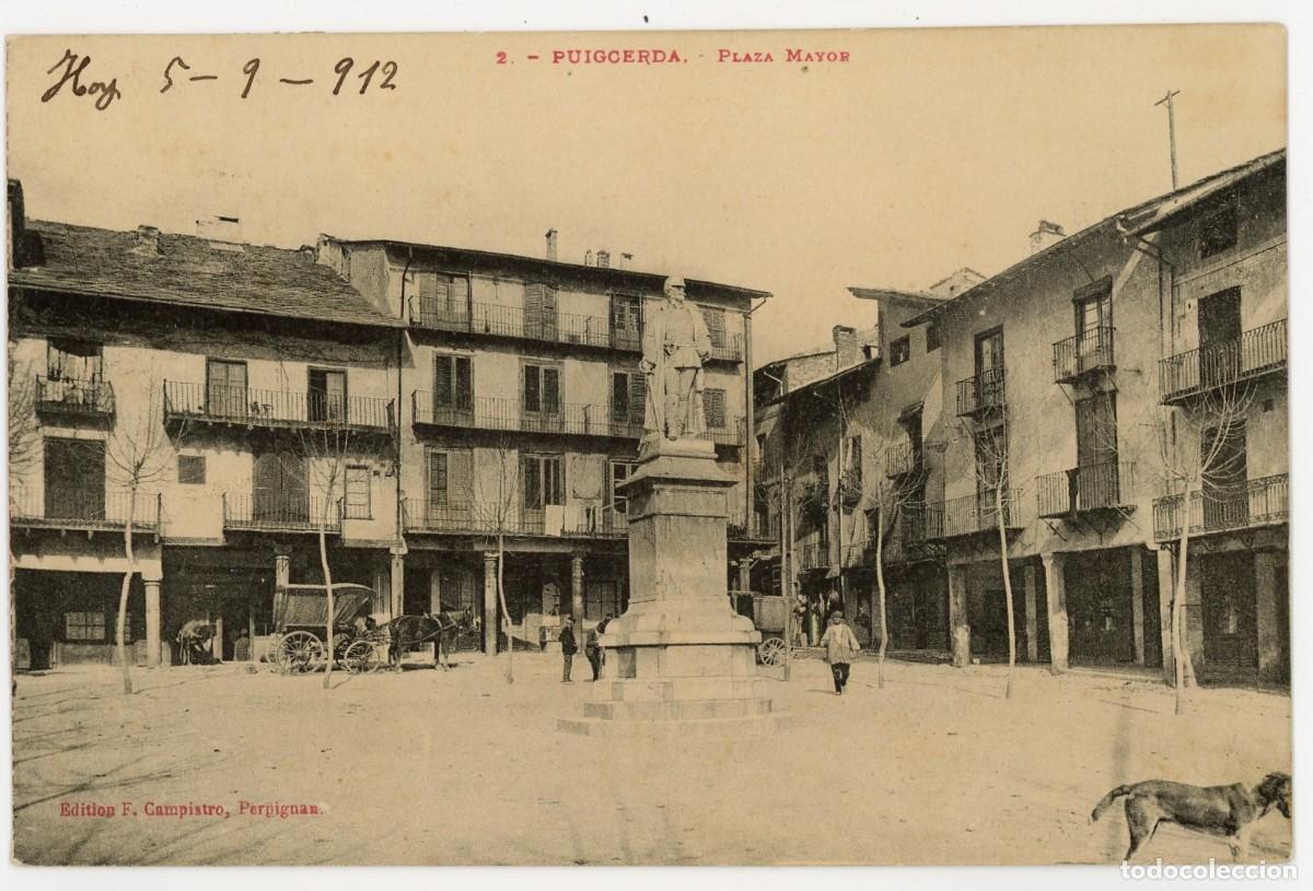 Postkarten: a09318 puigcerda plaza mayor campistro n&ordm;2 circulada 1912 animada